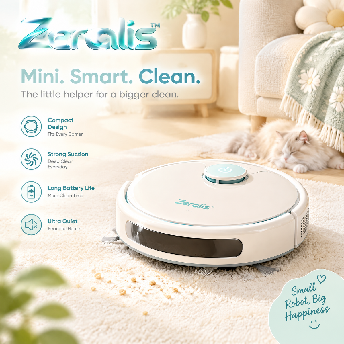 Zerqalis™ Compact Quiet Robot Vacuum — main design