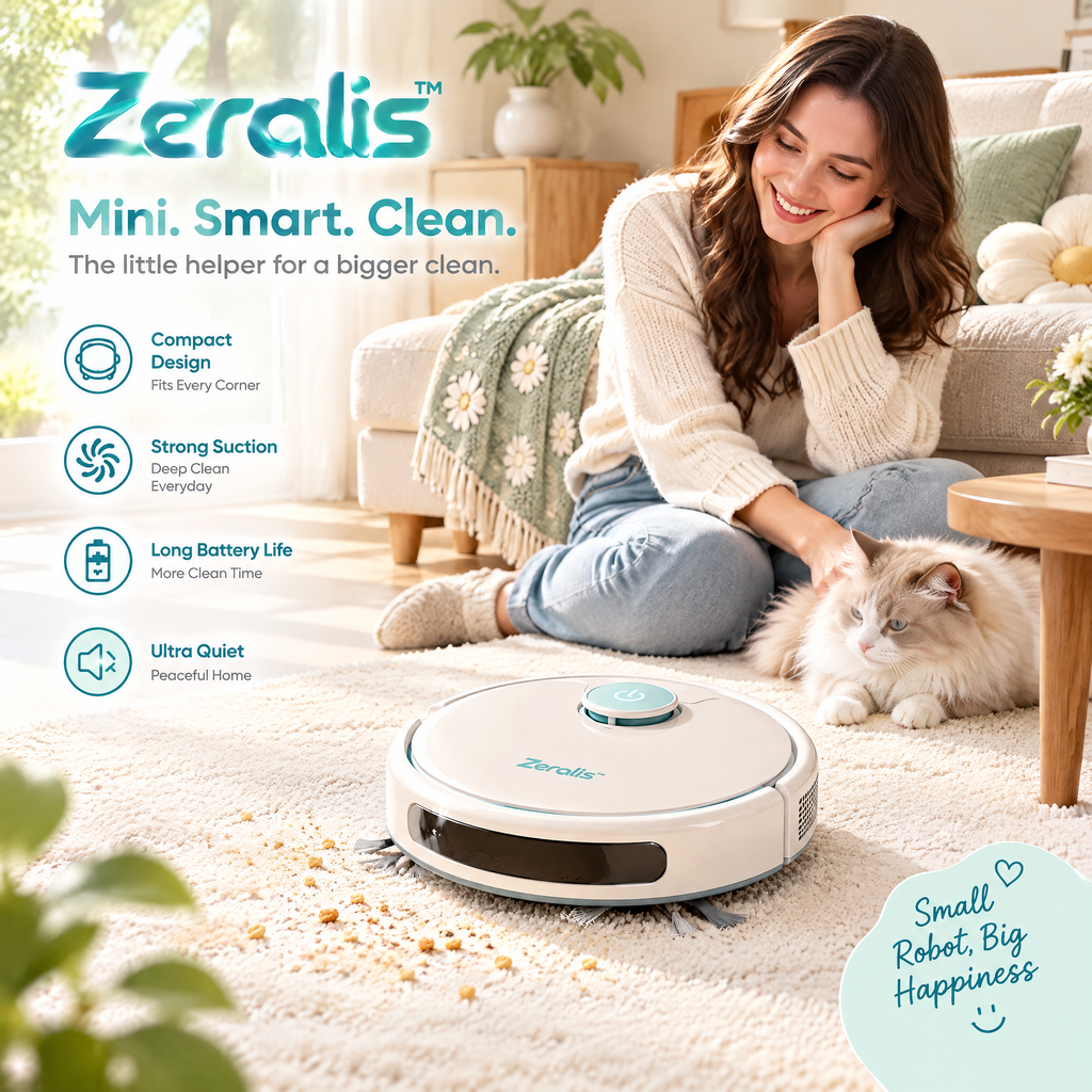Zerqalis™ Compact Quiet Robot Vacuum — home styling