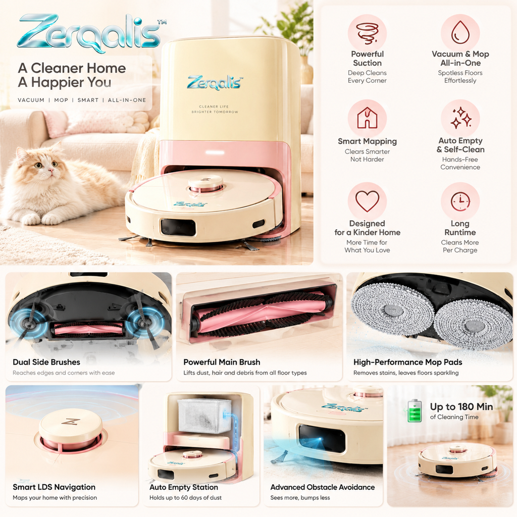 Zerqalis™ Premium Auto-Empty & Self-Cleaning Robot Vacuum — product details