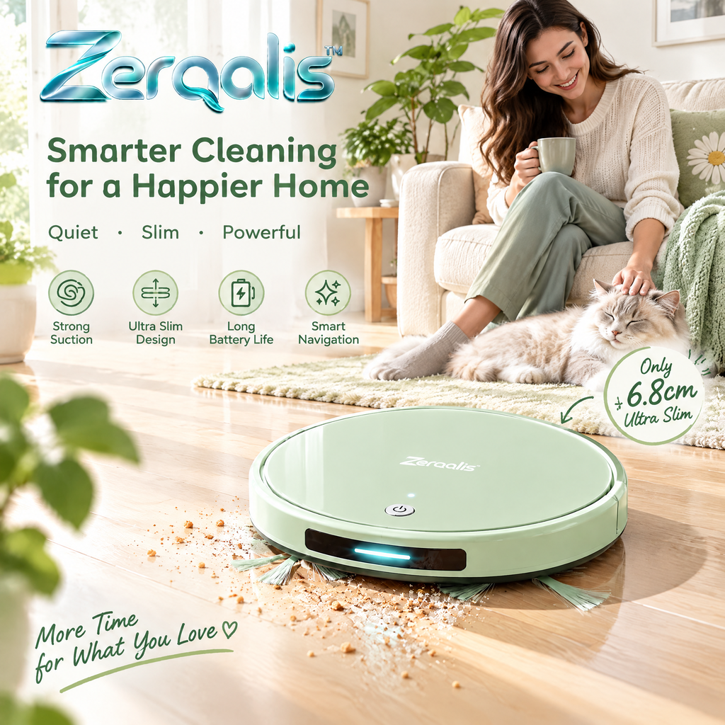 Zerqalis™ 6.8 cm Ultra-Slim Robot Vacuum — home styling