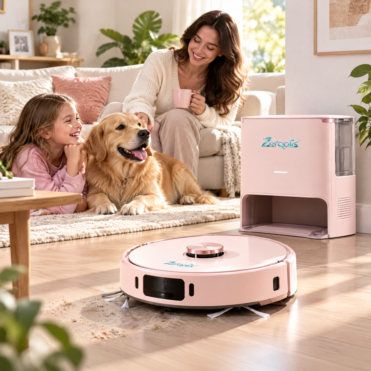 Zerqalis™ Blush Self-Emptying Robot Vacuum — home styling